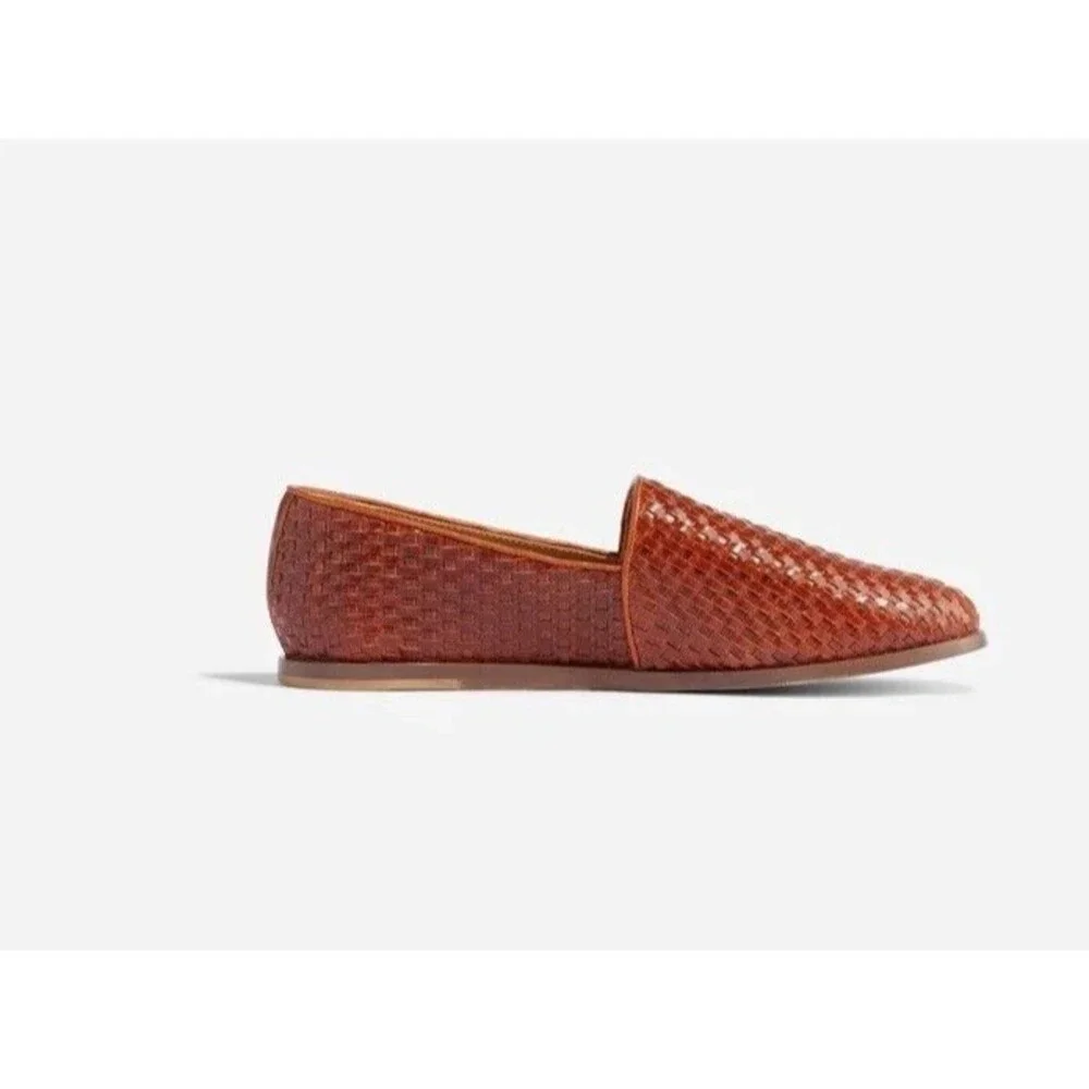 NISOLO ALEJANDRO MEN'S LEATHER‎ WOVEN SLIP ON SHOES BRANDY NEW $190